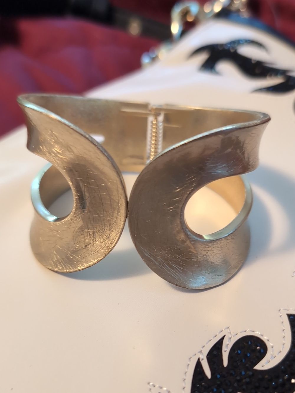 Chunky Gold Hinged Bangle Bracelet